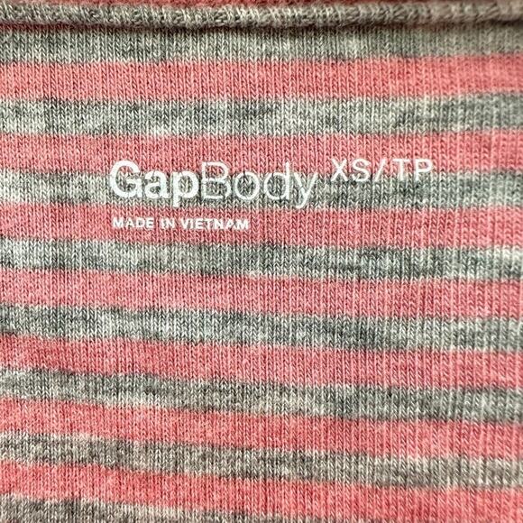 GAP | GapBody Pink & Gray Striped Lettuce Hem Long Sleeve Tee | Size XS - Picture 5 of 6